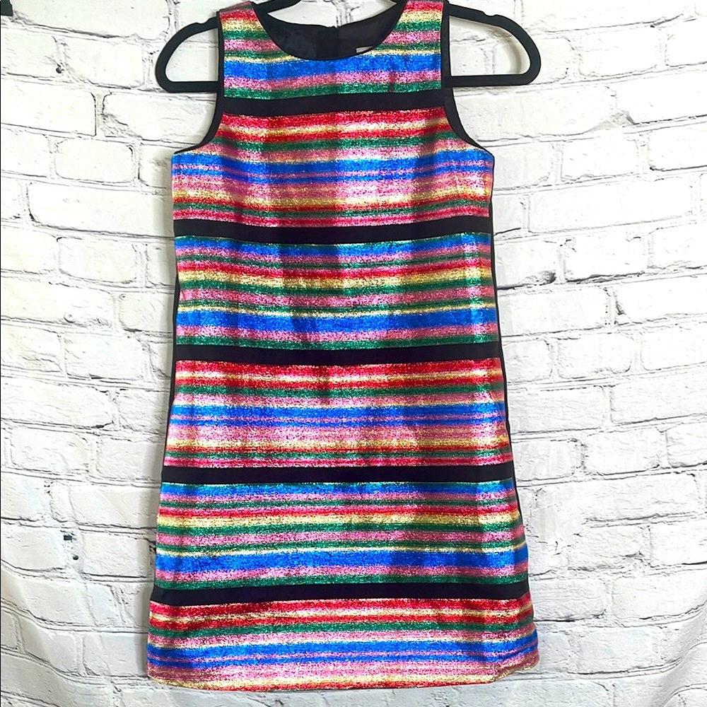 Milly Minis Girl’s Pink Gold Black Shimmering Metallic Sleeveless Dress Size 14